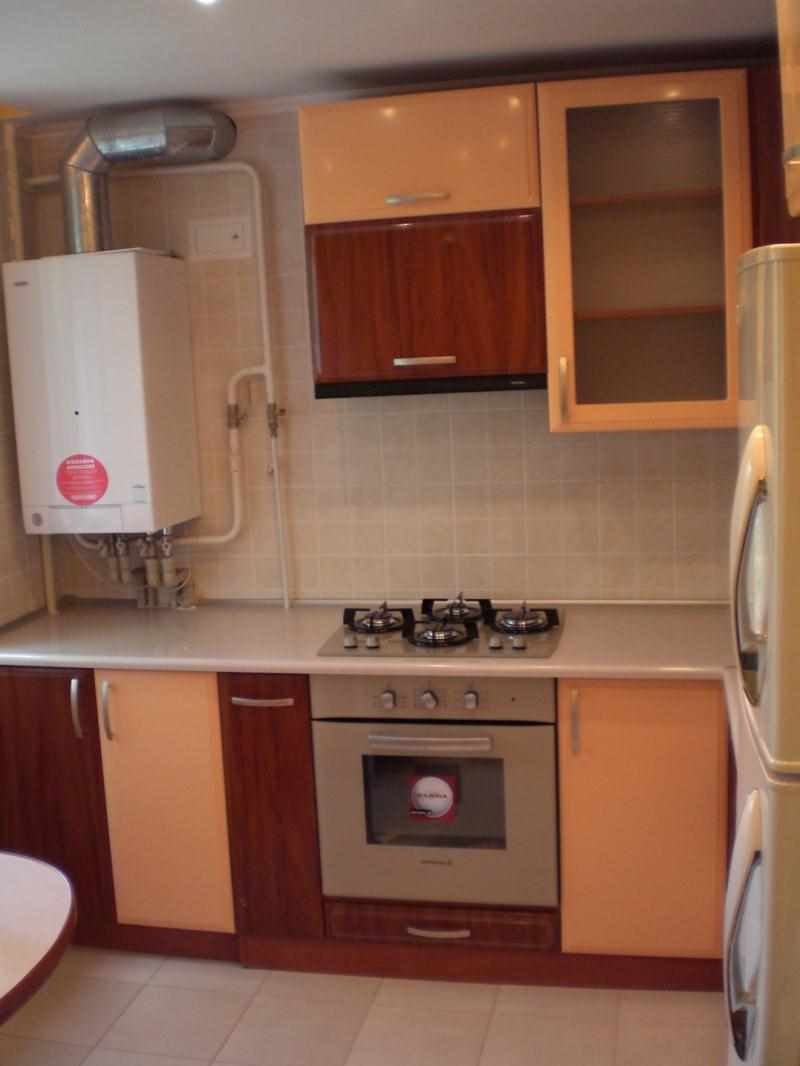variant of a light kitchen decor with a gas boiler