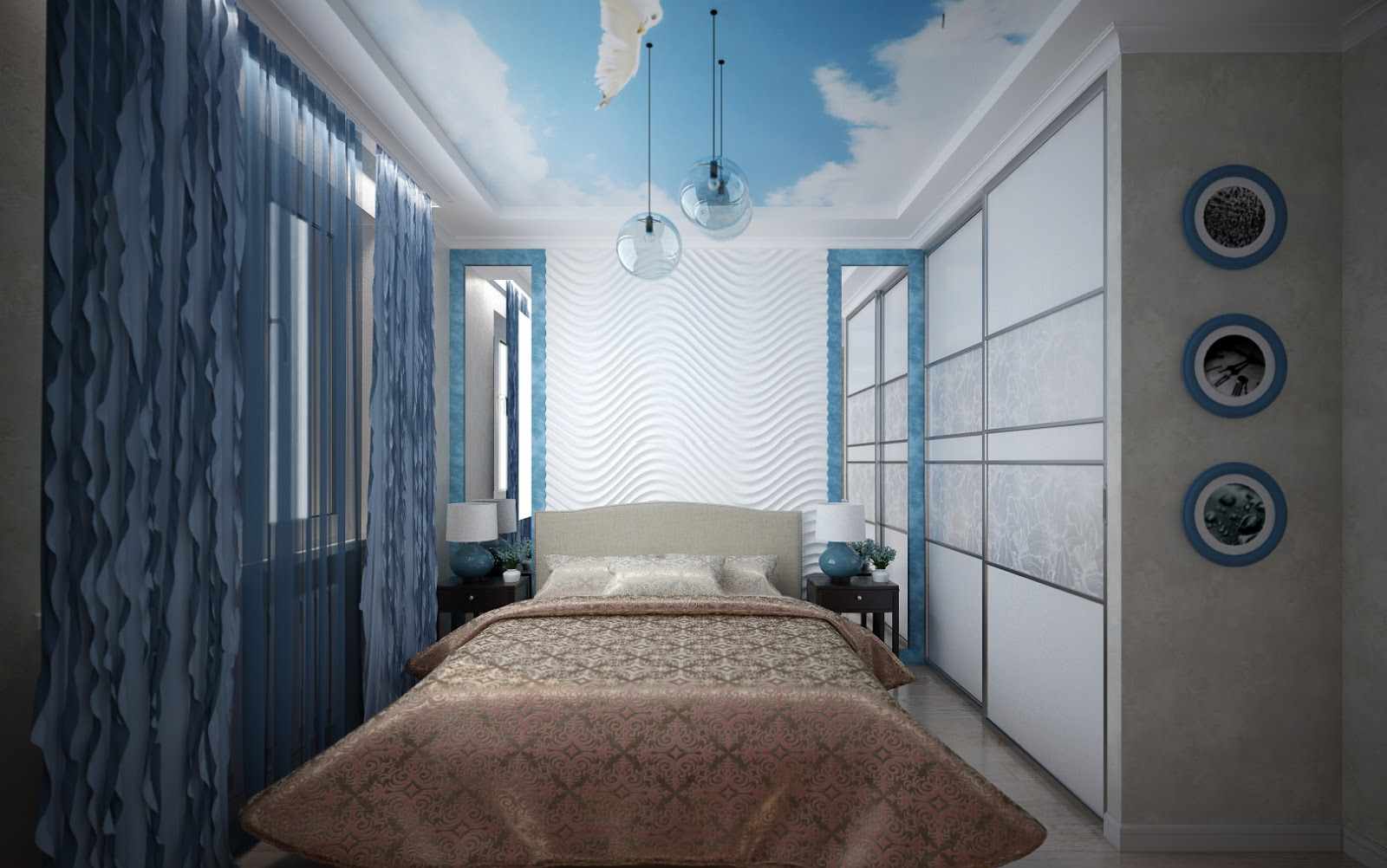 Aydınlık bir yatak odası dekoru örneği