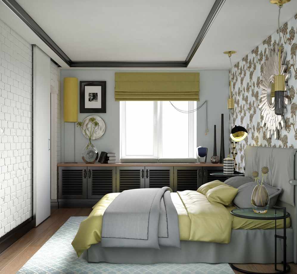 Kruşçev'de bir yatak odasının güzel bir tasarımının bir çeşidi
