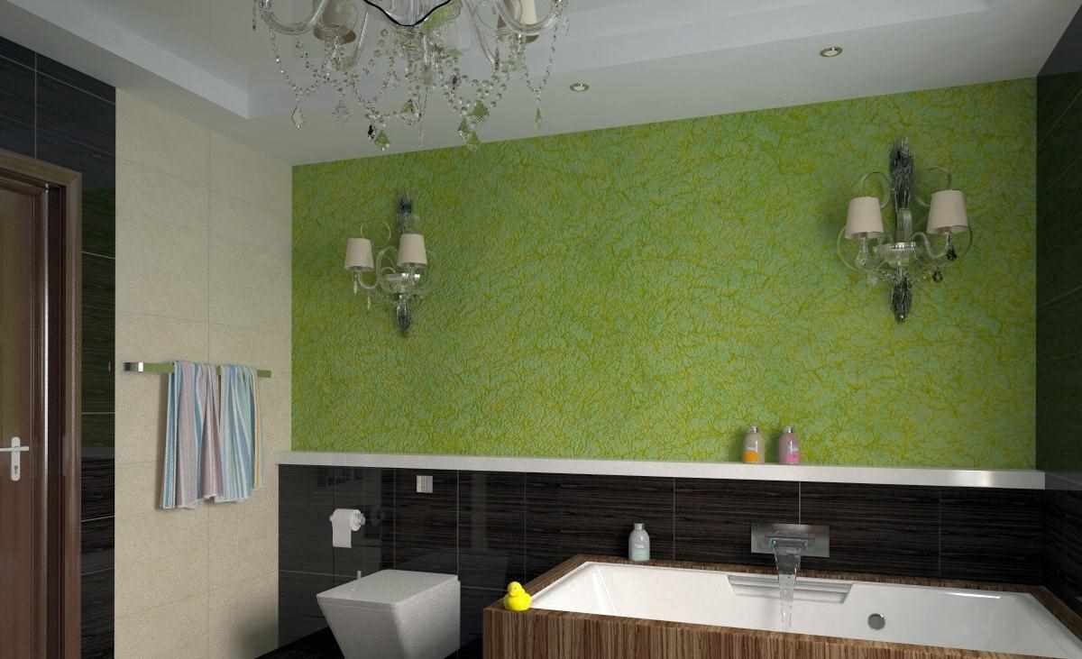 un exemple de l'utilisation de plâtre décoratif inhabituel dans le décor de la salle de bain