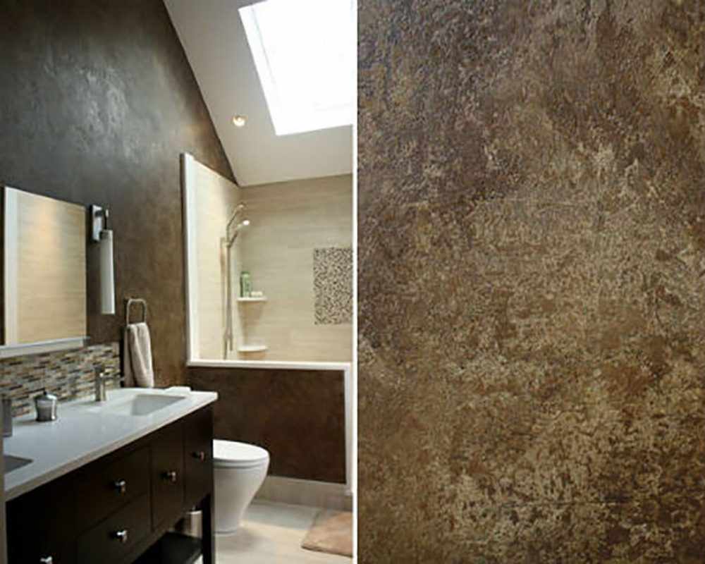 la possibilité d'utiliser du plâtre décoratif léger dans la conception de la salle de bain