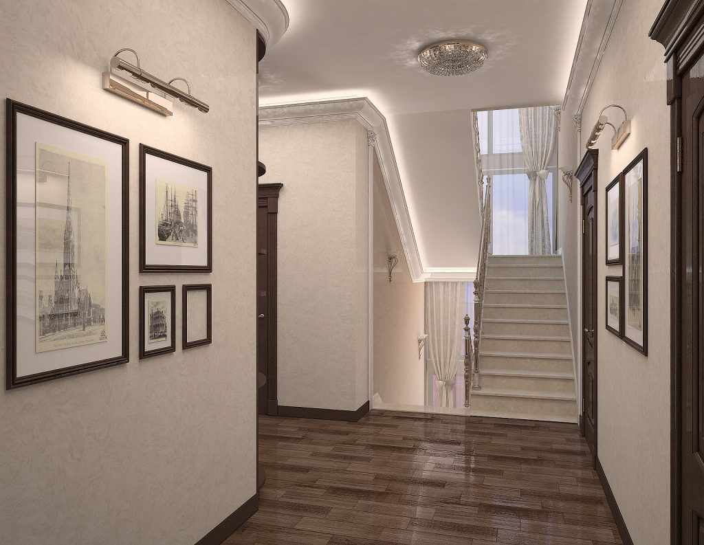 exemple de conception d'un couloir lumineux dans une maison privée