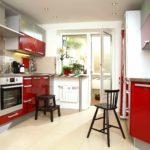 ideja par skaistu interjera sarkanās virtuves fotoattēlu
