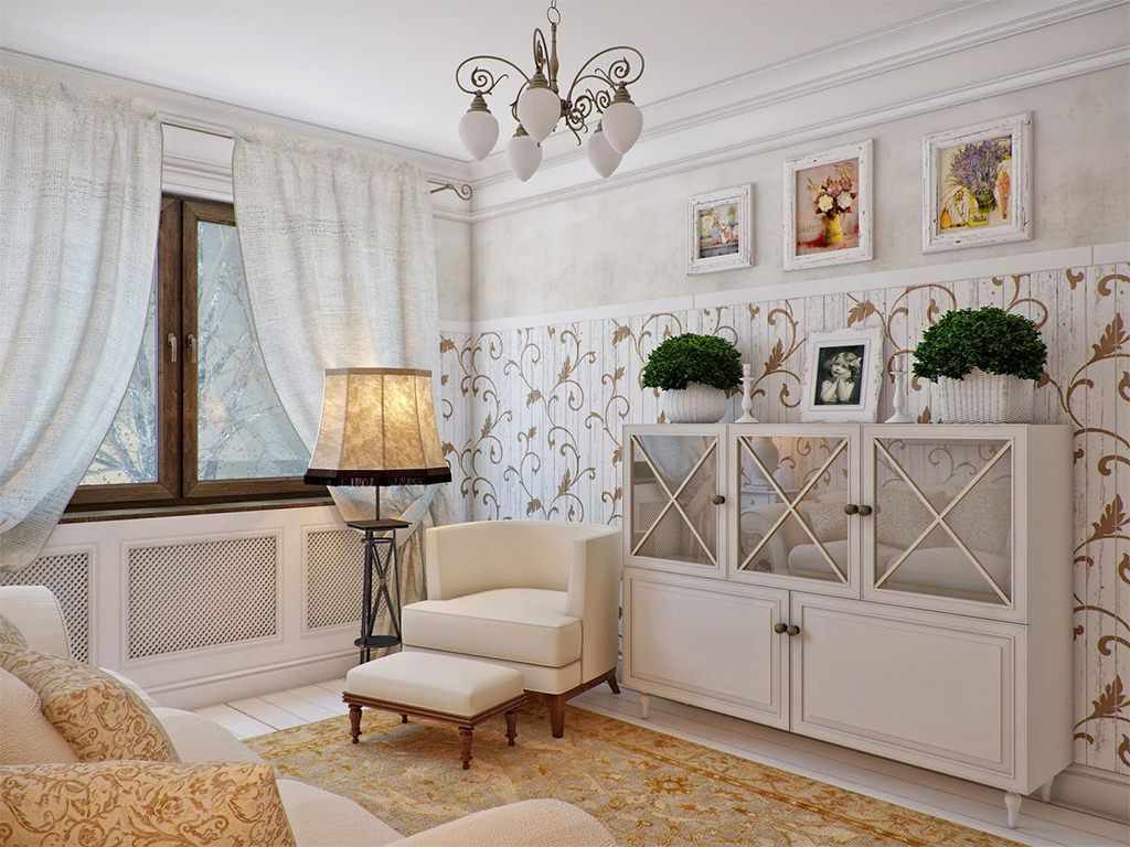 un exemple d'un beau design provençal dans un salon