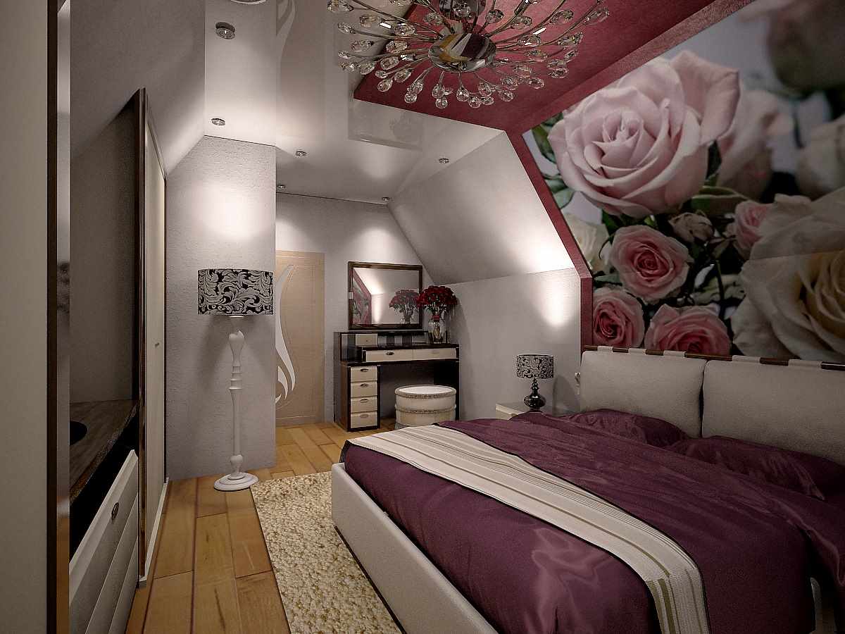 גרסה של העיצוב החריג של חדר השינה בעליית הגג