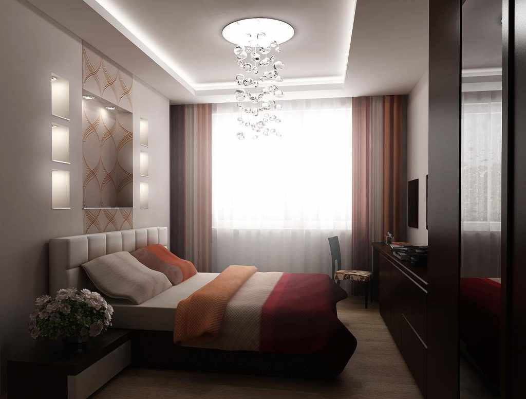 the idea of ​​a beautiful bedroom decor 15 sq.m