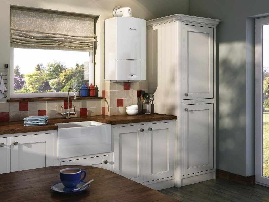 the idea of ​​a beautiful kitchen decor with a gas boiler