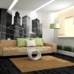 مثال على تصميم غير عادي لورق الحائط لصورة غرفة المعيشة