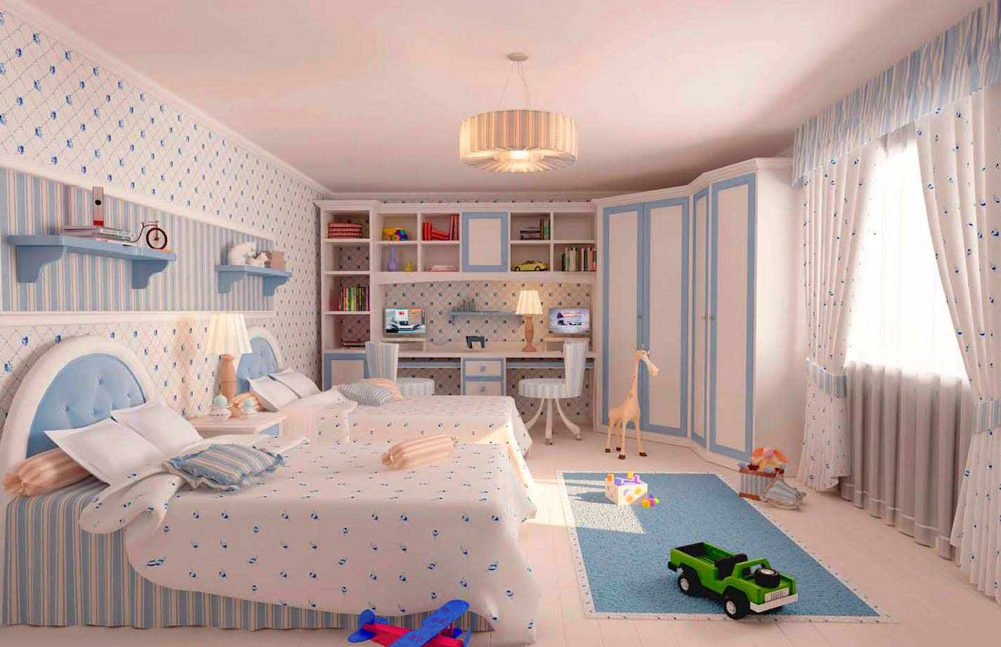 רעיון של עיצוב בהיר של חדר שינה לילדה