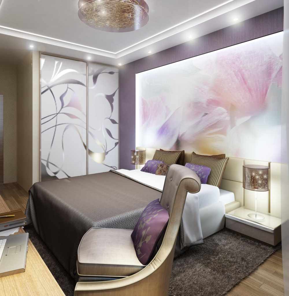 Kruşçev'deki parlak yatak odası tasarımının bir çeşidi