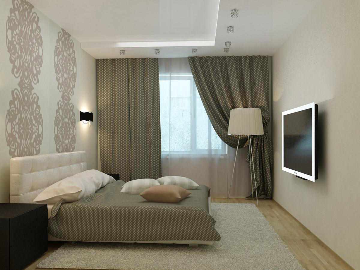 Dar yatak odasının parlak stilinin versiyonu