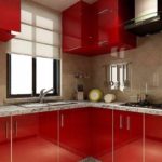 ideja par skaista stila sarkanās virtuves fotoattēlu