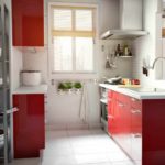 ideja par skaistu sarkanās virtuves attēla dekoru