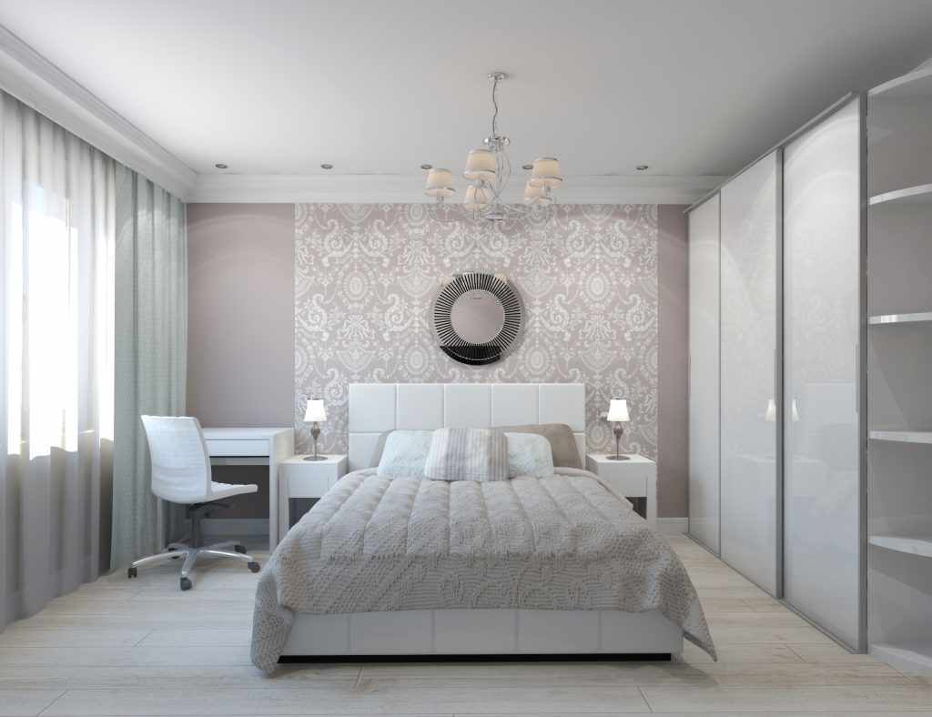 the idea of ​​an unusual bedroom interior of 15 sq.m