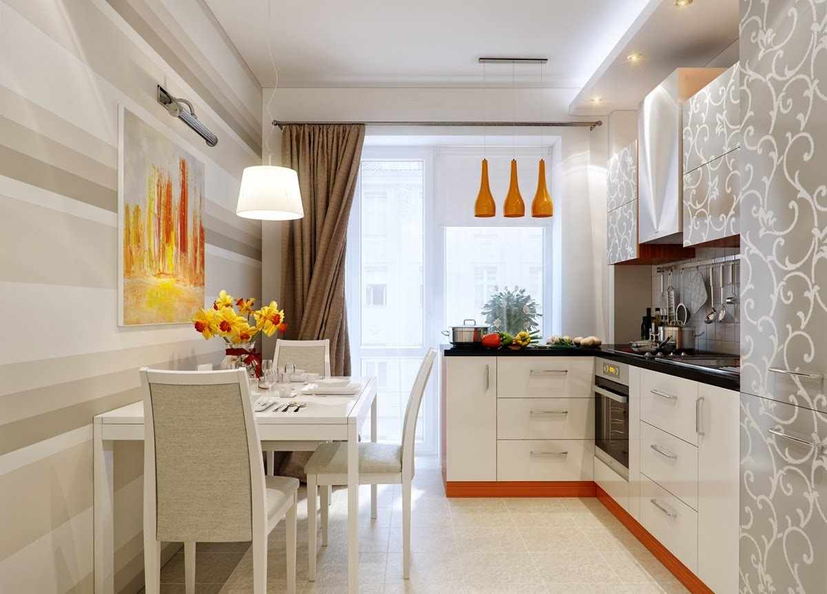 variant of a bright kitchen interior with a gas boiler