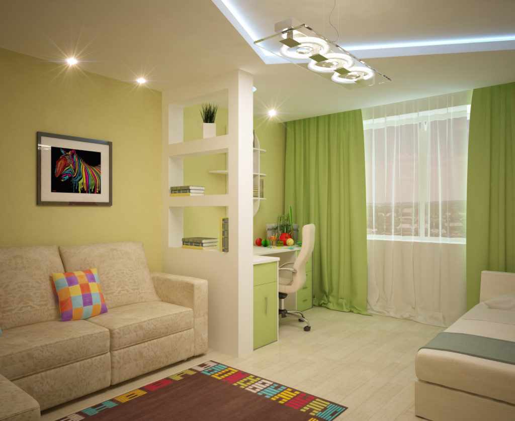 option of bright bedroom decor 15 sq.m