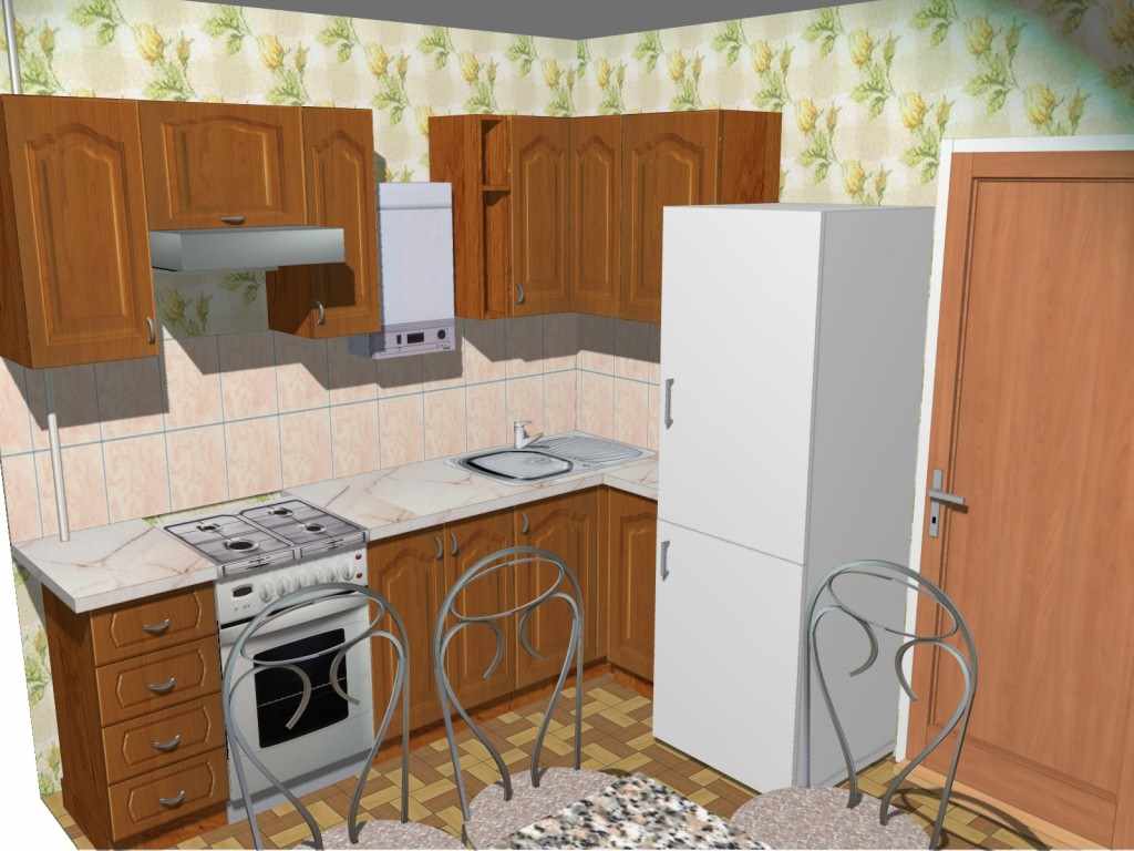 the idea of ​​a beautiful kitchen design with a gas boiler