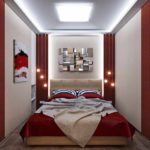 مثال على تصميم غرفة نوم مشرقة في الصورة خروتشوف