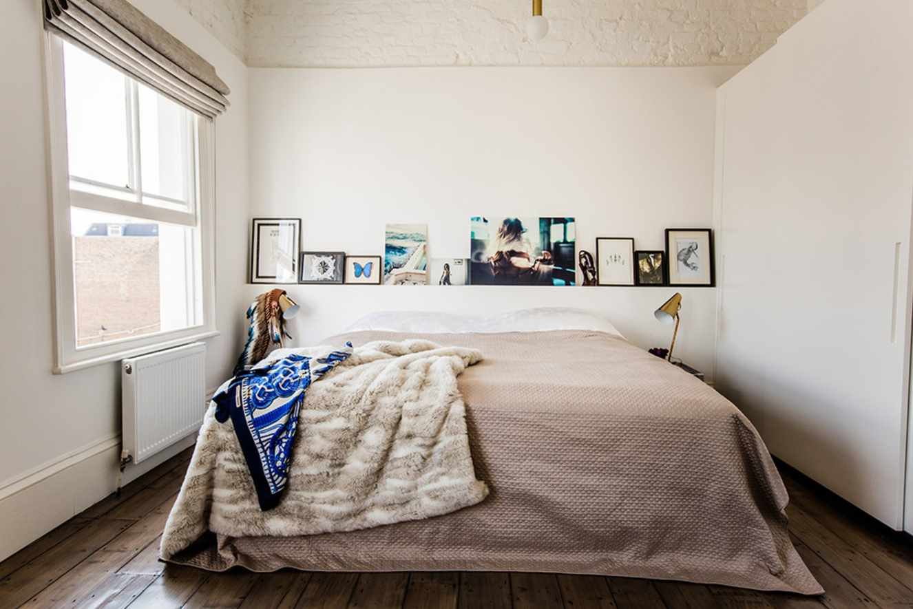 Kruşçev'de alışılmadık bir yatak odası iç mekanı örneği