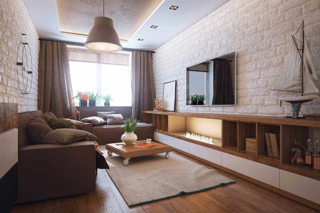 the idea of ​​a bright style living room 16 sq.m