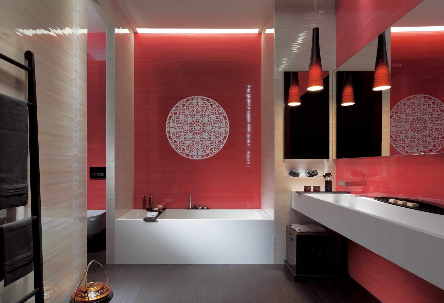 Một ví dụ về phong cách nổi bật của phòng tắm lát gạch