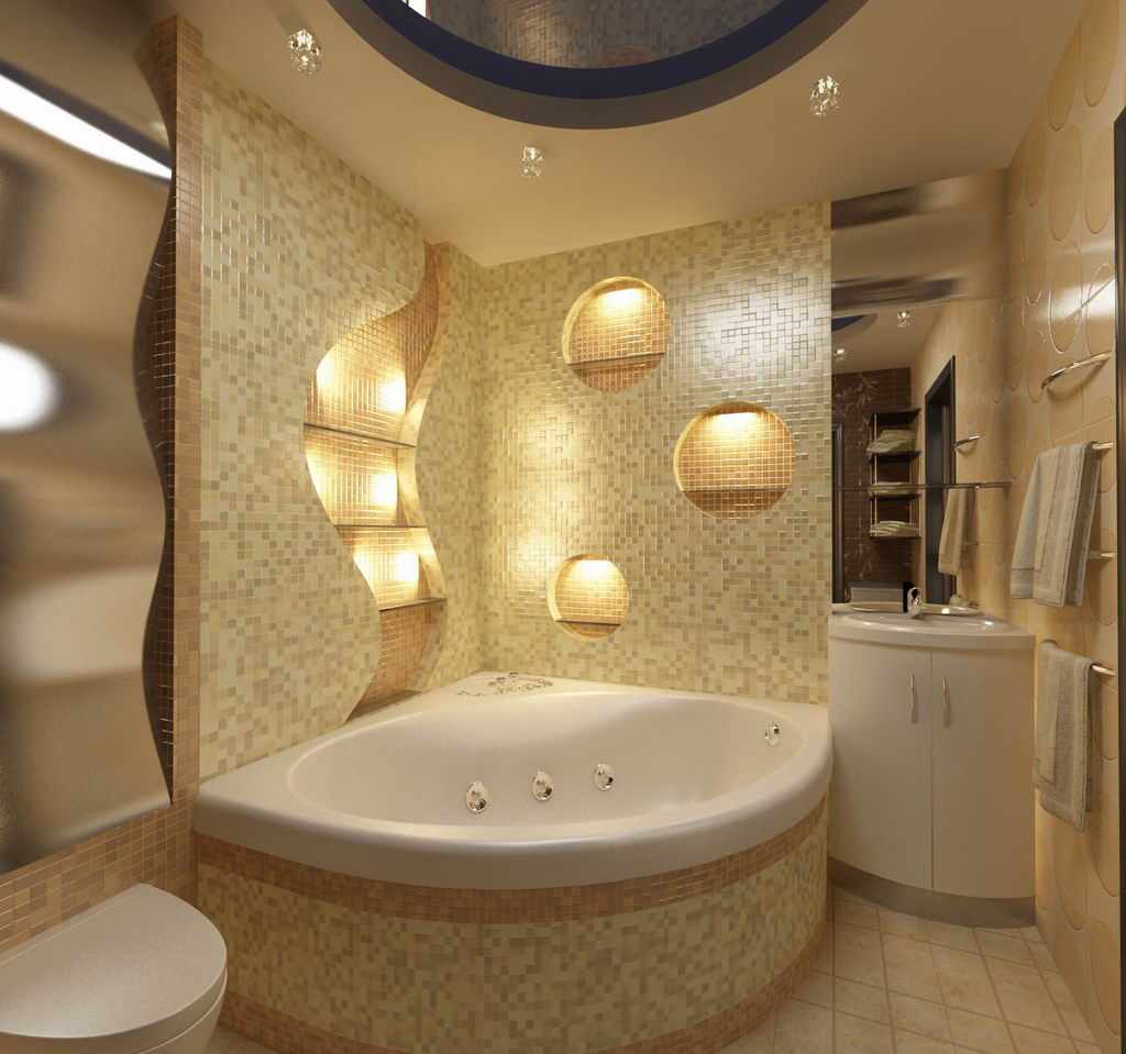lựa chọn trang trí phòng tắm nhẹ với bồn tắm góc