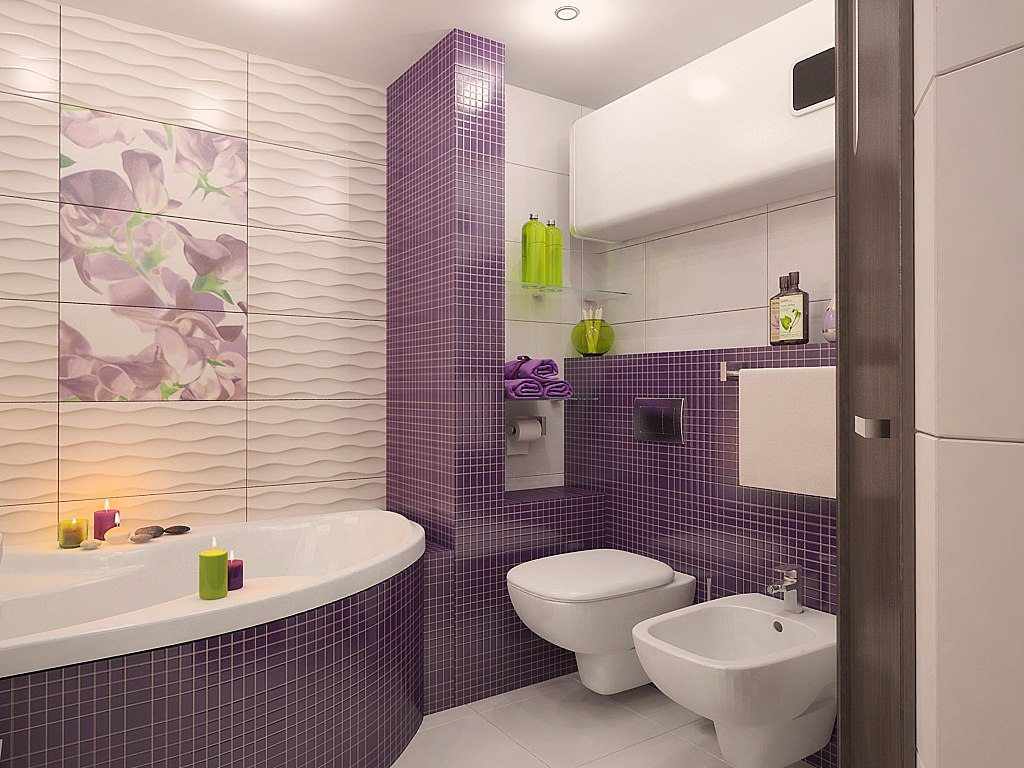 biến thể của nội thất khác thường của phòng tắm với ốp lát
