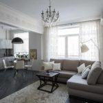 minimalizm fotoğraf tarzında bir oturma odası parlak bir dekor uygulama varyantı