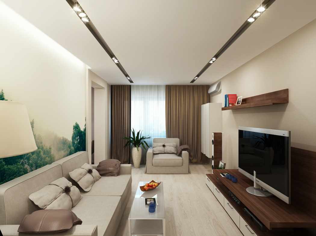 version of the application of bright design of the living room in the style of minimalism