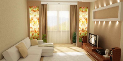 variant of a bright interior of a living room 16 sq.m picture