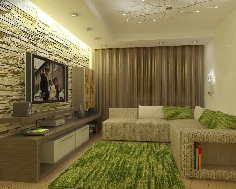 oturma odasının 19-20 m2'lik sıradışı tasarım versiyonu