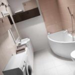 phiên bản của phong cách khác thường của phòng tắm với một hình ảnh bồn tắm góc