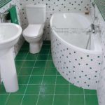 Un exemple d'un intérieur de salle de bain clair avec une image de baignoire d'angle