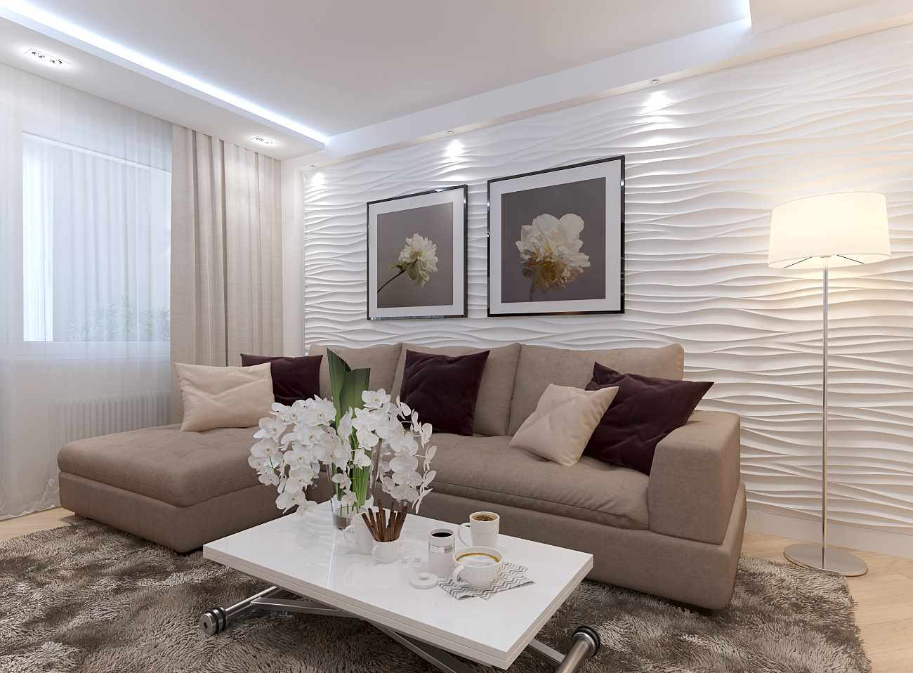 the idea of ​​a bright decor of a living room 19-20 sq.m