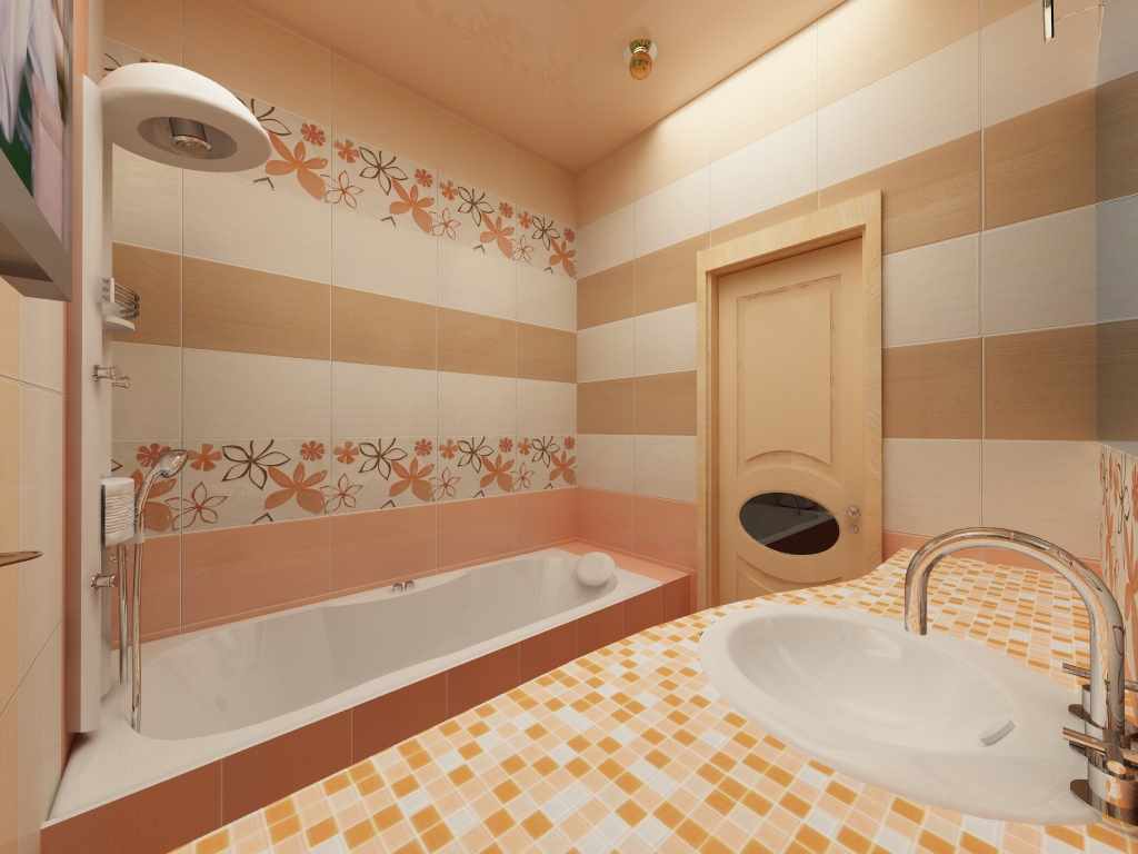 Một ví dụ về nội thất phòng tắm lát gạch đẹp