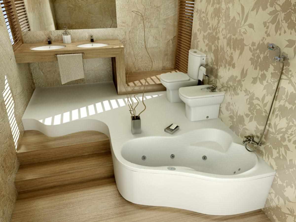 مثال على ديكور الحمام الجميل مع حمام الزاوية