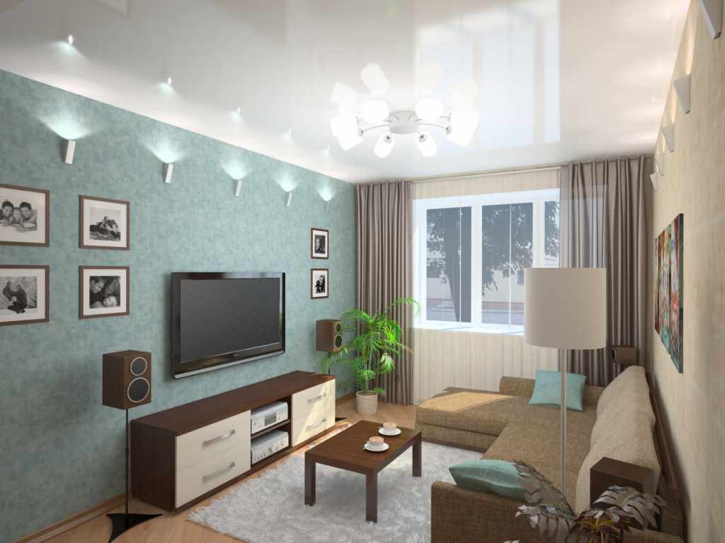 variant of a bright interior of a living room 17 sq.m