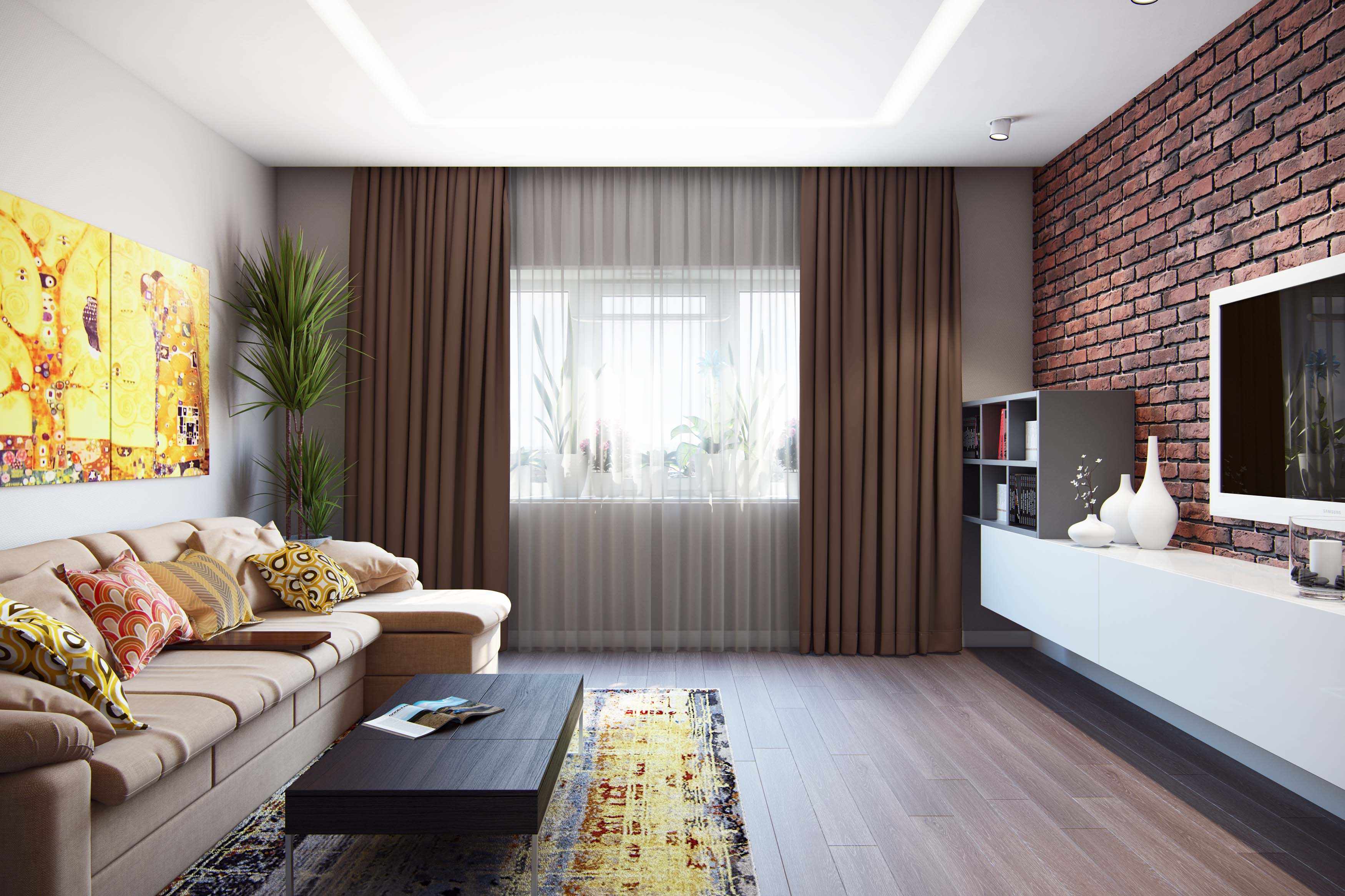 the idea of ​​a bright interior living room 19-20 sq.m