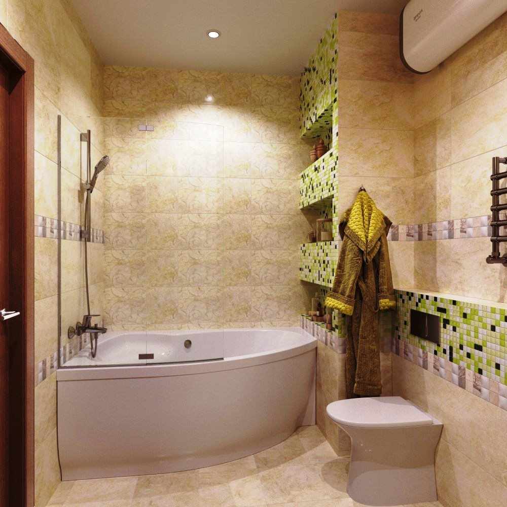 مثال على الداخلية غير العادية للحمام مع حمام الزاوية
