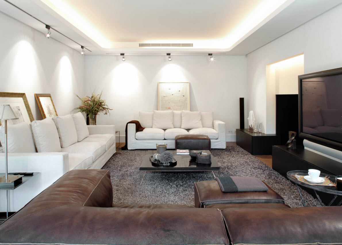 19-20 m2'lik bir oturma odasının güzel dekoruna bir örnek