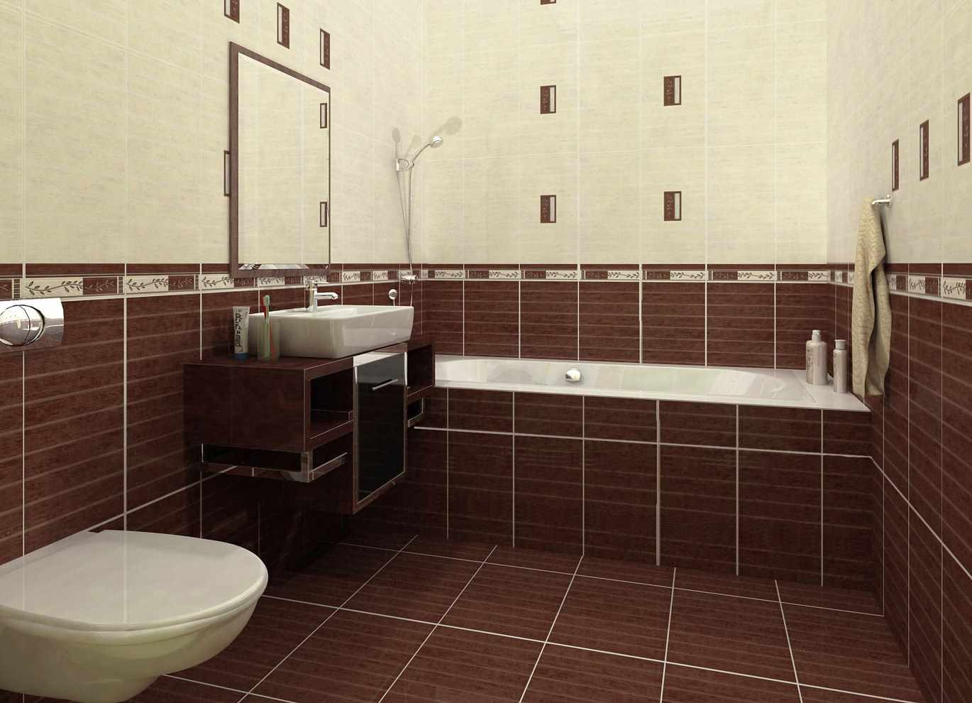 Un exemple d'un beau design d'une salle de bain avec carrelage