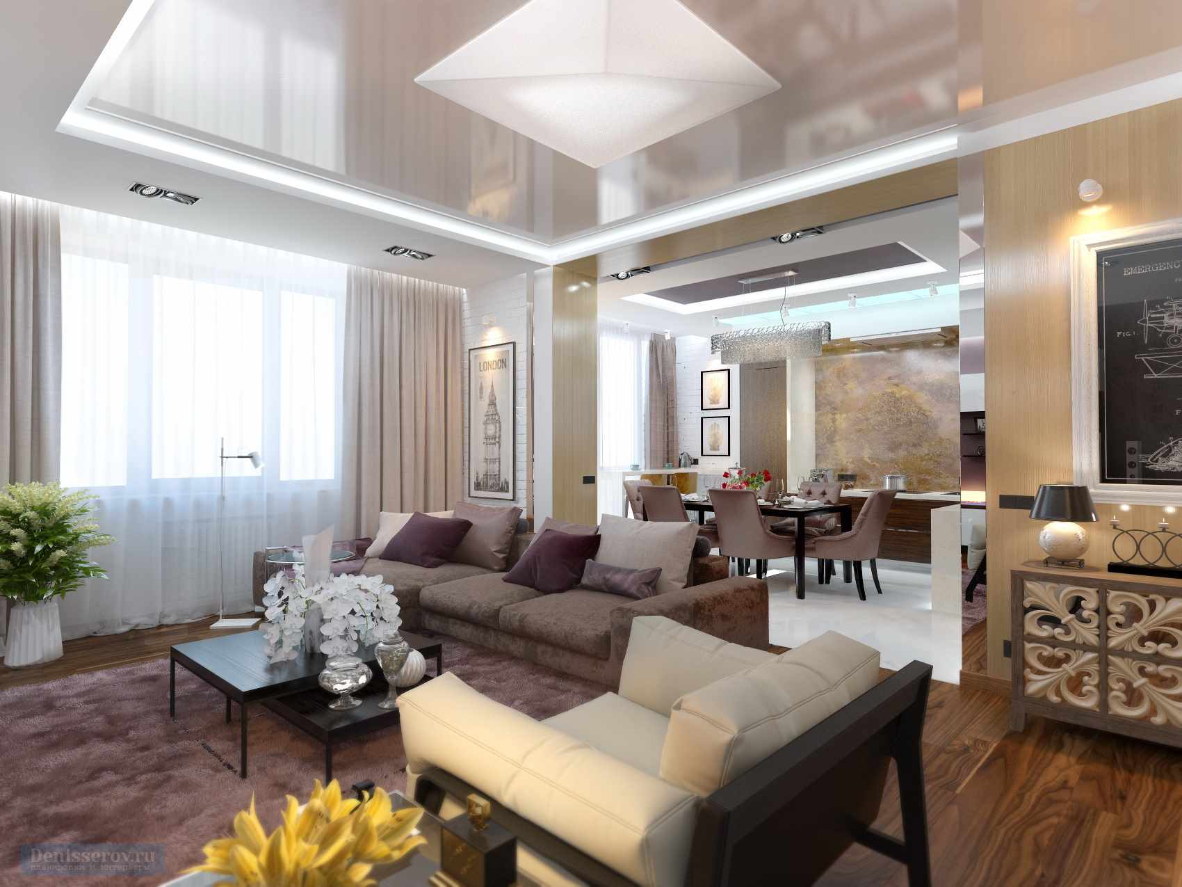 Một ví dụ về thiết kế đẹp của phòng khách 19-20 m2