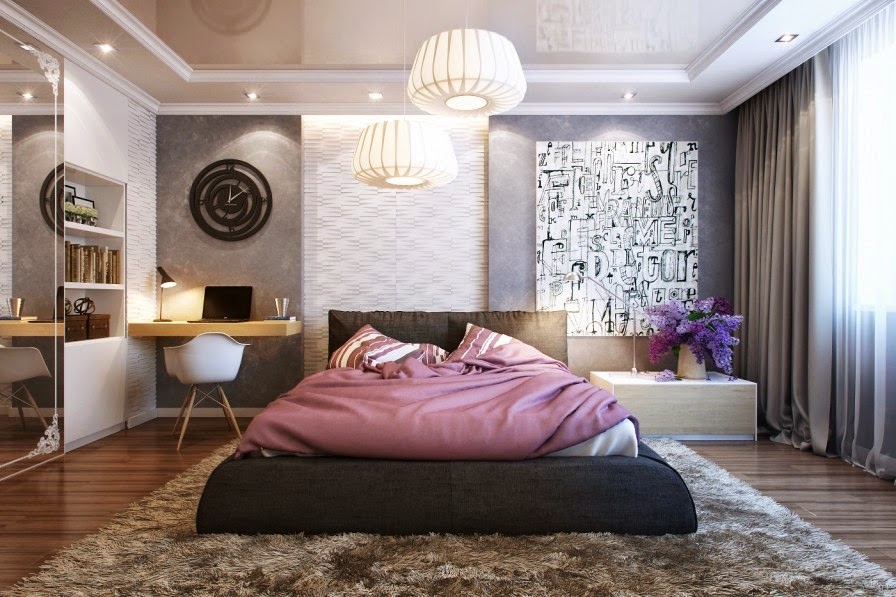 bir çift için modern bir yatak odası tasarımı
