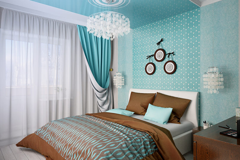 turkuaz yatak odası tasarımı