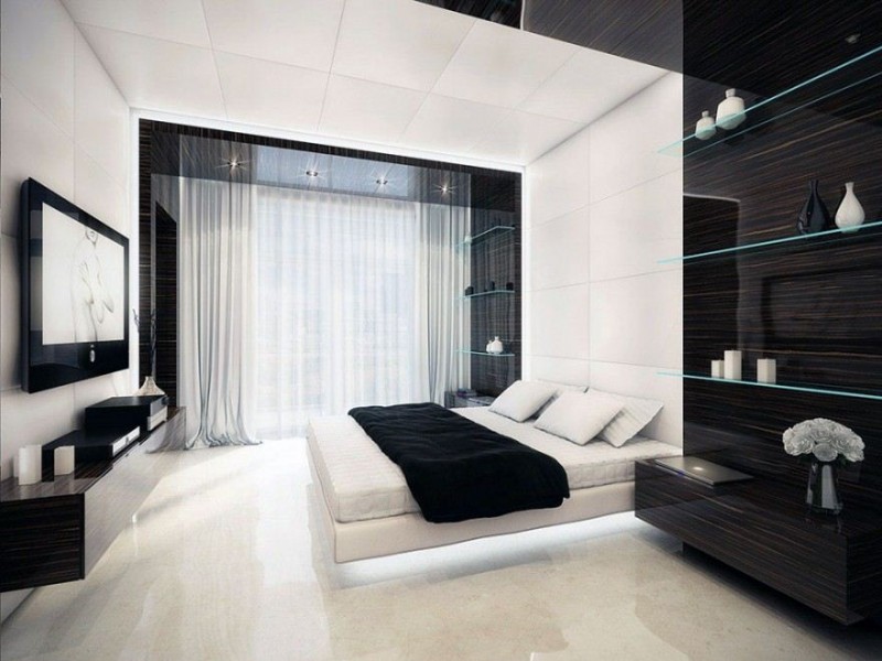 siyah beyaz yatak odası tasarımı