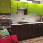 Light green color in the design of the kitchen