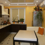 Kitchen design with yellow walls