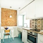 Accent brick wall in the design of the kitchen