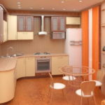 Orange curtains in modern kitchen design