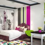 Striped walls in a bedroom